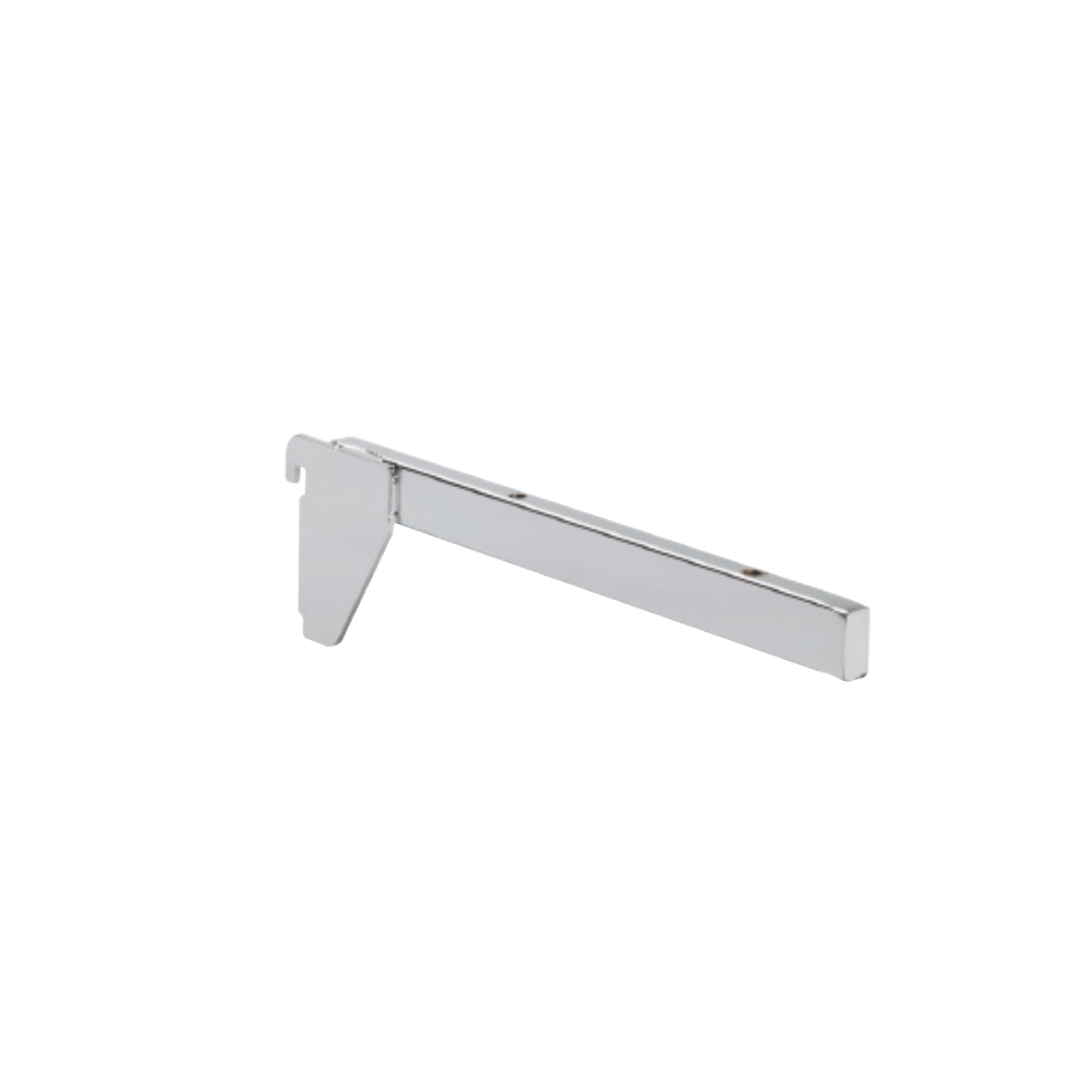 Hylleknekt, rett, venstre, krom, 30 cm, multi-tilbehør - 12 mm