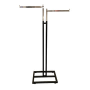 Klesstativ - 2-armet gulvstativ, svart, m/2 rette armer, 39 cm krom. H130-200. Fot 50x35 cm.