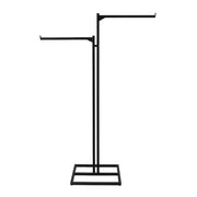 Klesstativ. 2-arms gulvstativ, svart, m/2 rette armer, 50 cm svarte. H130-200. Fot 50x35 cm.