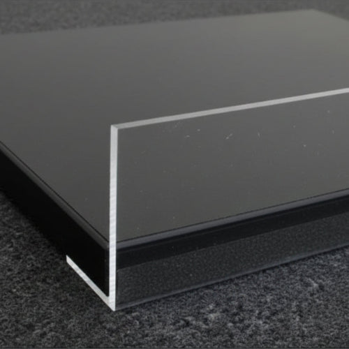 Melaminhylle svart, skrå, med forkant i krom, 91 x 37 cm