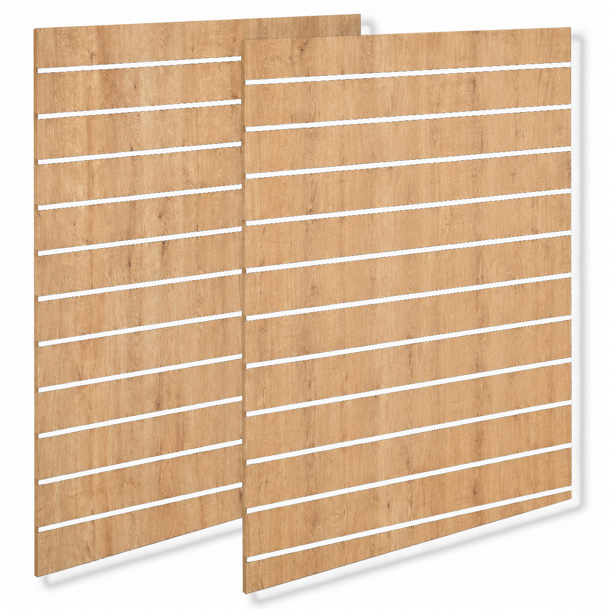 Rillepanel - standard (120 x 240 cm.) - eikelook med plastlister i hvit