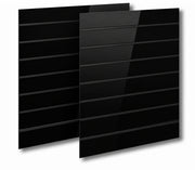 Rillepanel, svart høyglans, rilleavstand 15 cm, 120 x 240 cm. m/ svarte plastlister