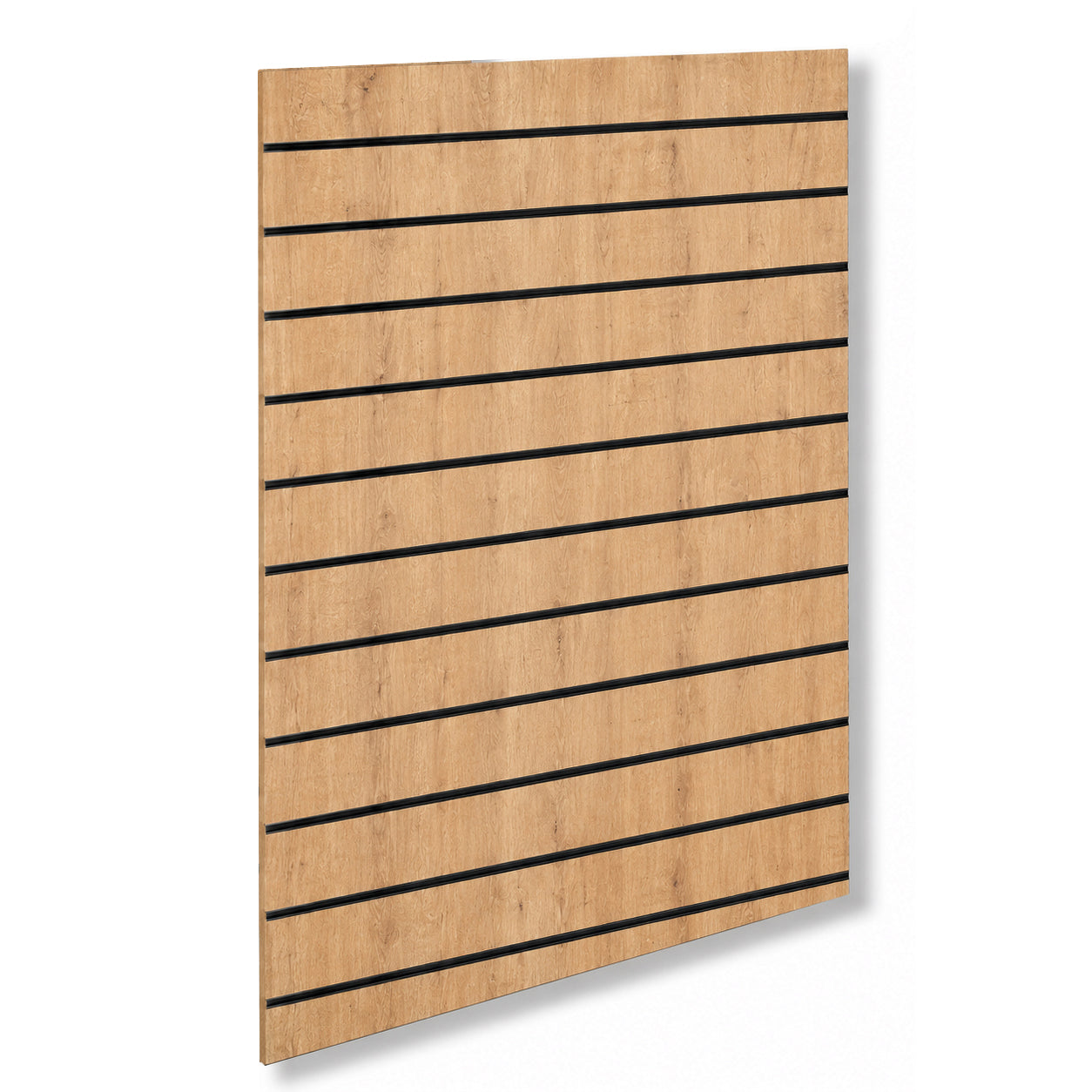Rillepanel - standard ( 120 x 120 cm.) - eik-look med plastlister i sort