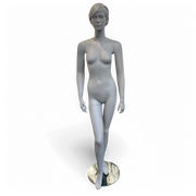 Damedukke med ansikt - Standard, skulpturert hår - Matt grå