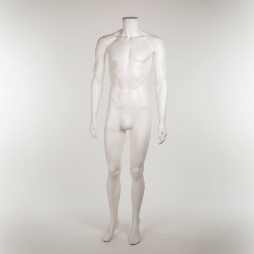 Basic hovedløs herremannequin i hvid plast