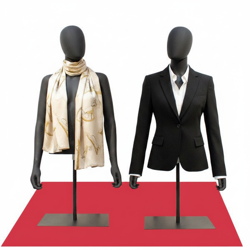 Dametorso til borddisplay. Sort plast