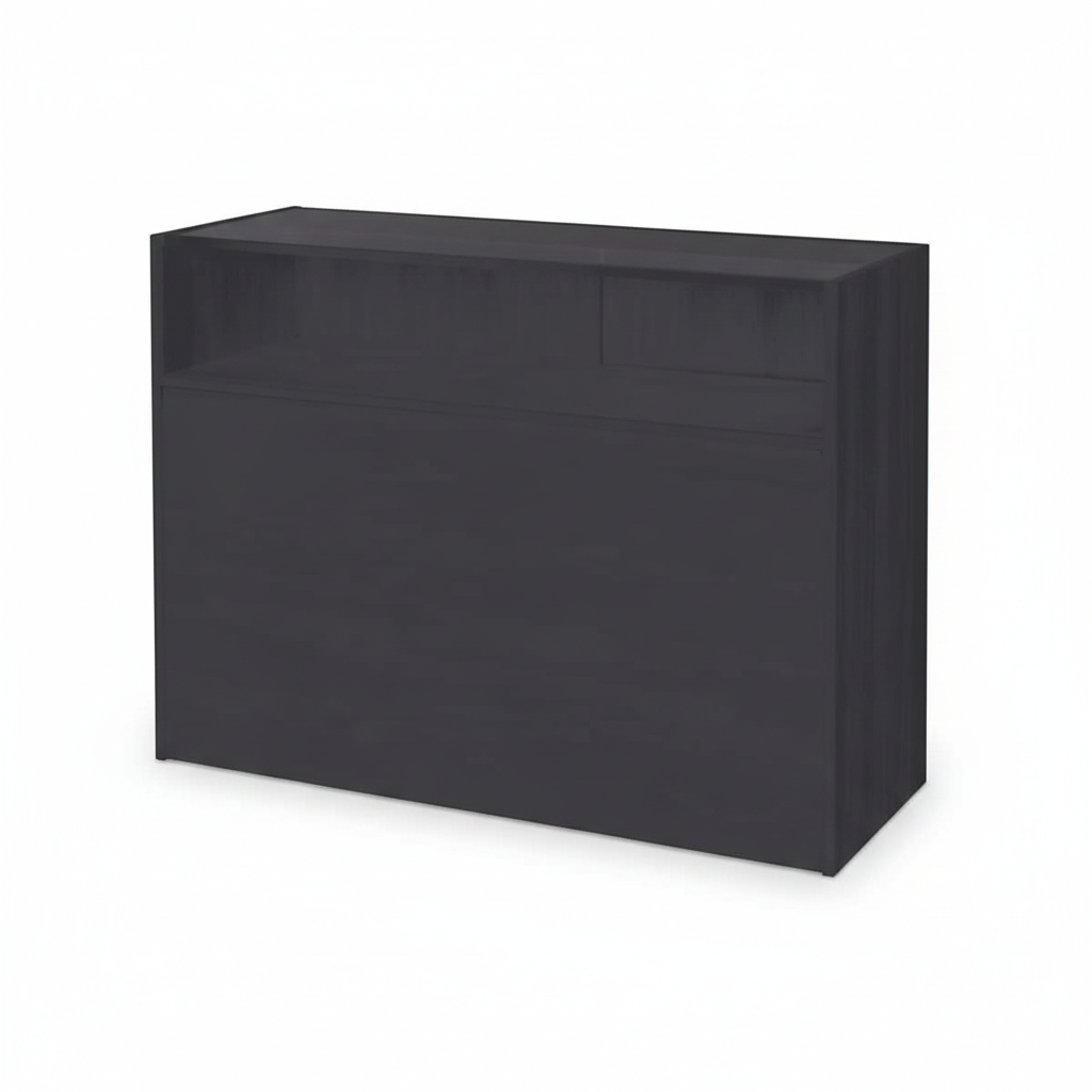 Slimline Disk, glassmodul, med 1/4 glassfront og skydelåger, svart, B 122 × D 46 × H 96 cm