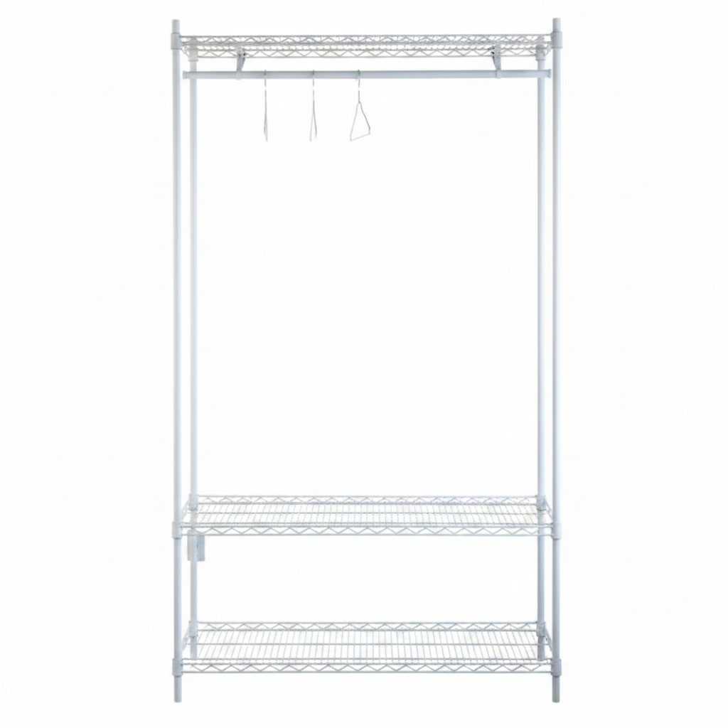Tubo, reol med 3 hyller og 1 kleshenger, hvit, 200 x 122 x 46 cm uten logo