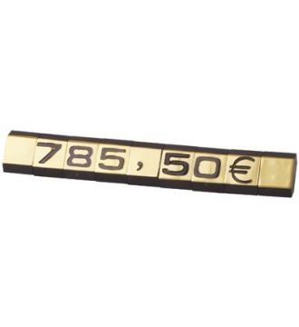 Prismærkesett, 360 stk. m/ stativ. Gull L7 x H9,5 mm.