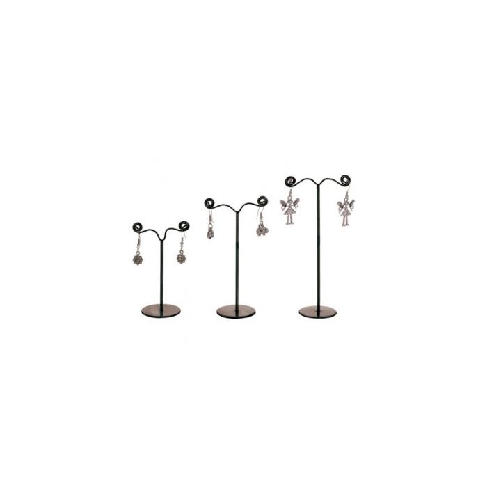 Ørestikkedisplay (sett a 3 stk.) Sort. H 11 - 9 og 7 cm.