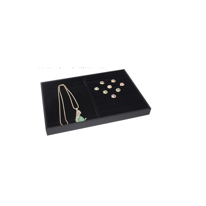 Smykkebakke for ringer og halskjeder. Sort Flock