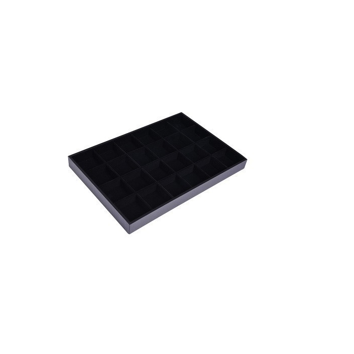 Smykkeboks med 24 rom. Sort Flock