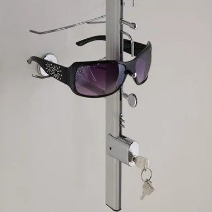 Brilledisplay til vegg. Aluminium med lås. 16 briller.