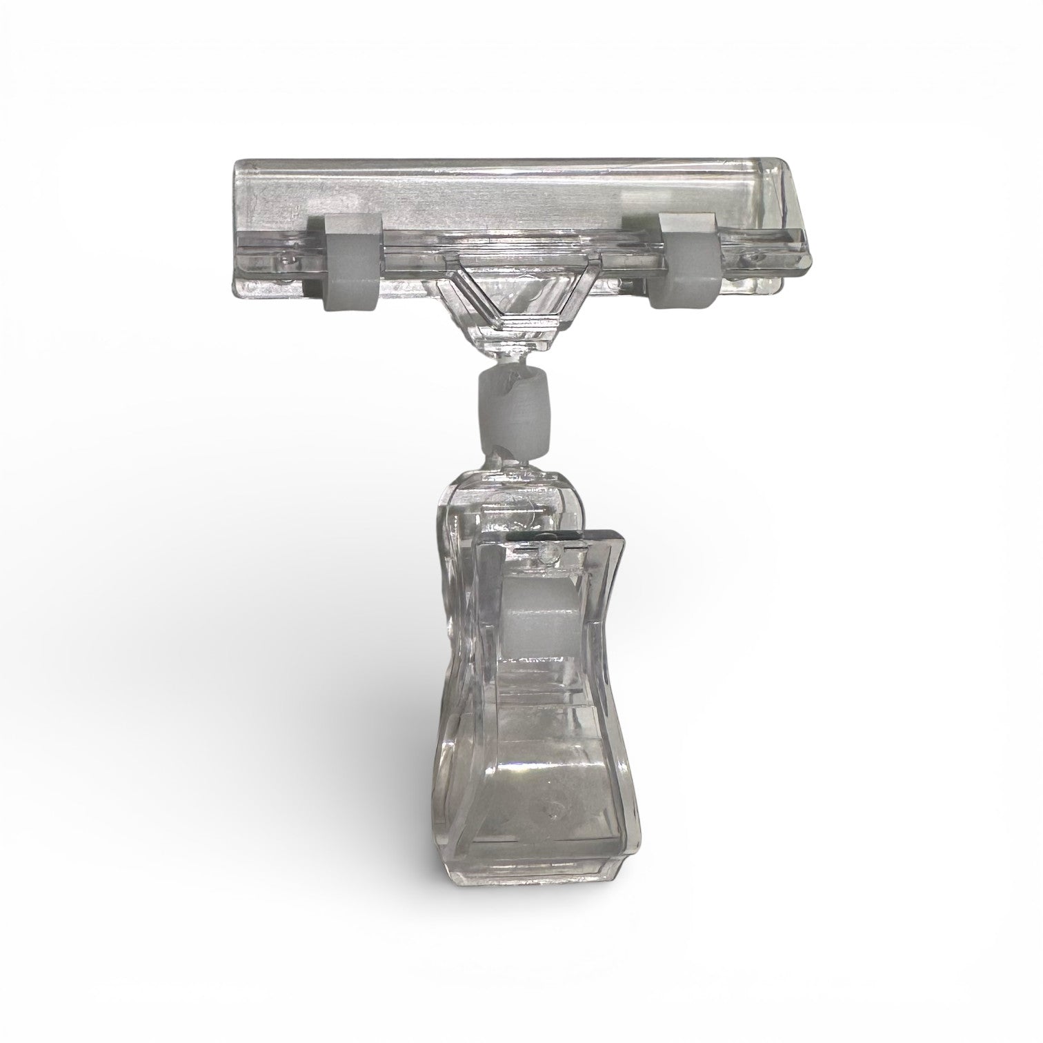 Clear Grip, skiltholder med bred klemme, klar akryl, H10 cm