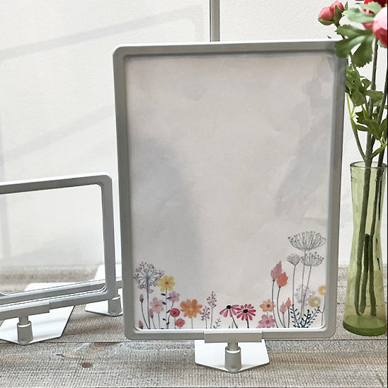 Skiltholder, A4, med innsatsplate, plast, lys grå