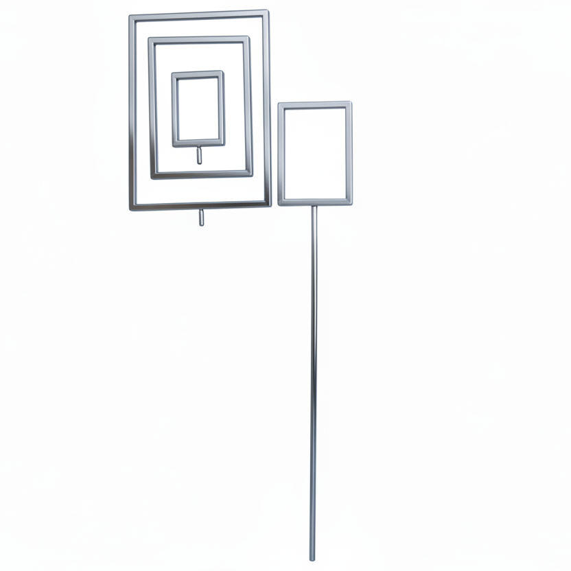 Skiltforlenger krom, 70 cm. m/ 8 mm. Gjenger. Joystativ.