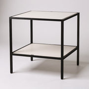 Luton-bord med hvite melaminplater, svart ramme, 80 x 80 x H80 cm