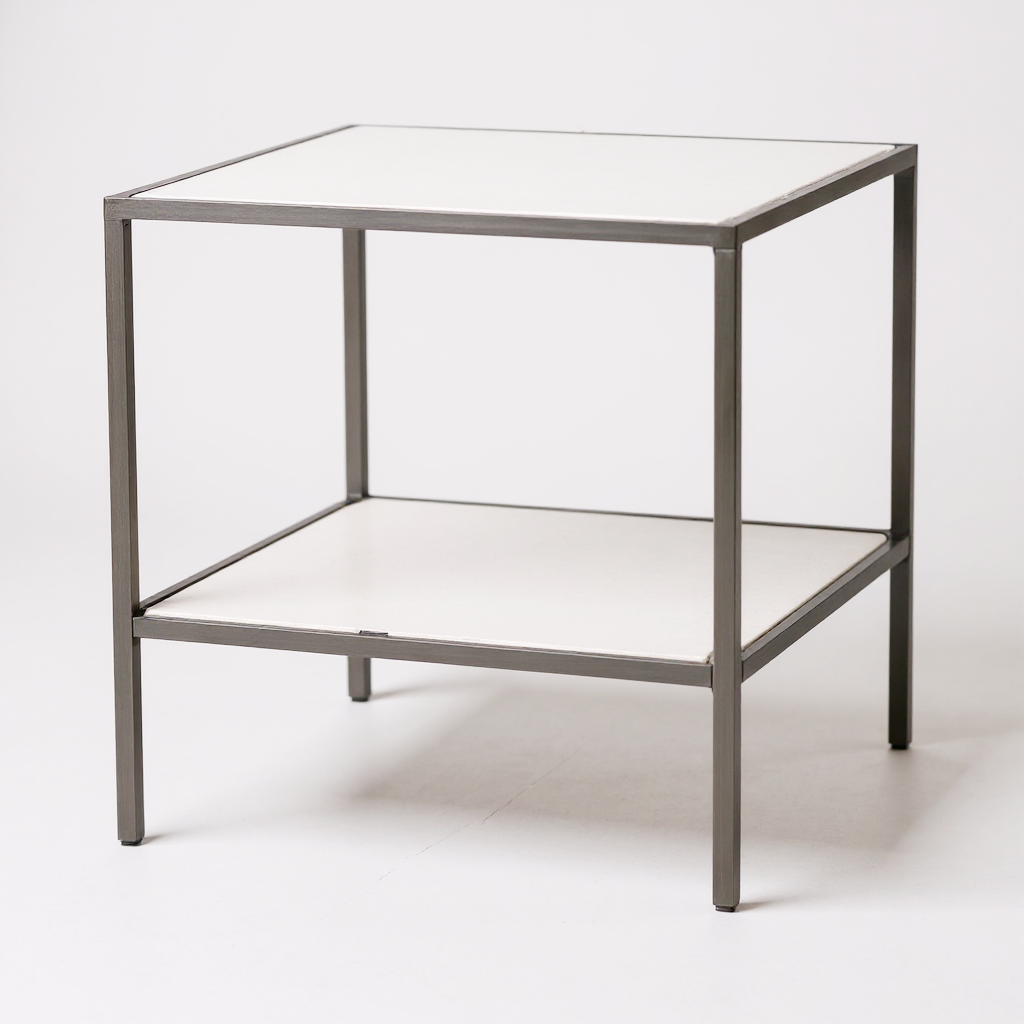 Luton bord med hvite melaminplater, titan, 80 x 80 x H80 cm