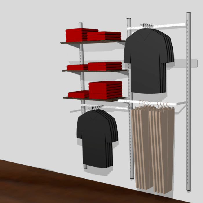 Pipe-line vegg i aluminium, som vist på bildet. Velg modell Ø 40 eller Ø 60