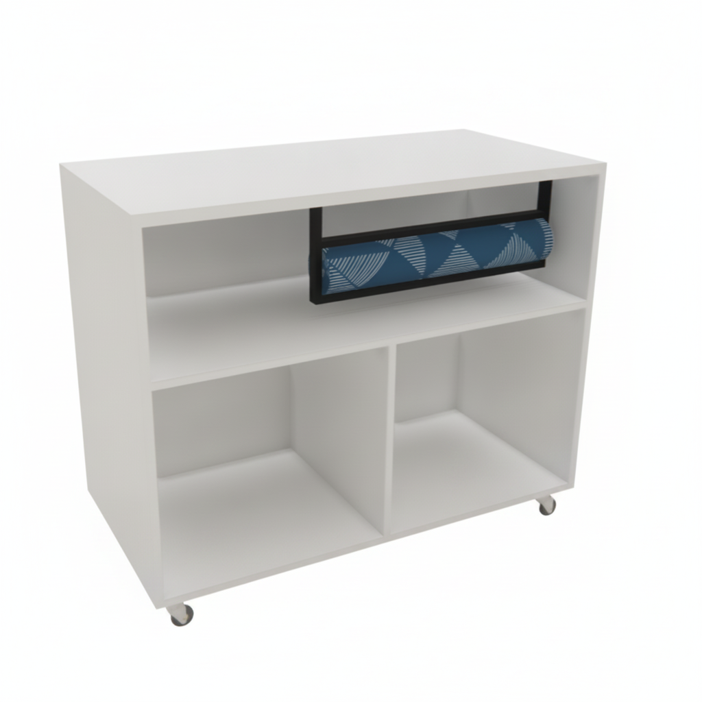 Pakkedisk Frame med hvit front – 110 cm, inkl. papirrullholder