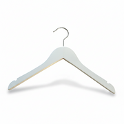 Trekleshenger, massiv, flat, junior, med gummi og hake, uten stang, matt hvit, 32 cm
