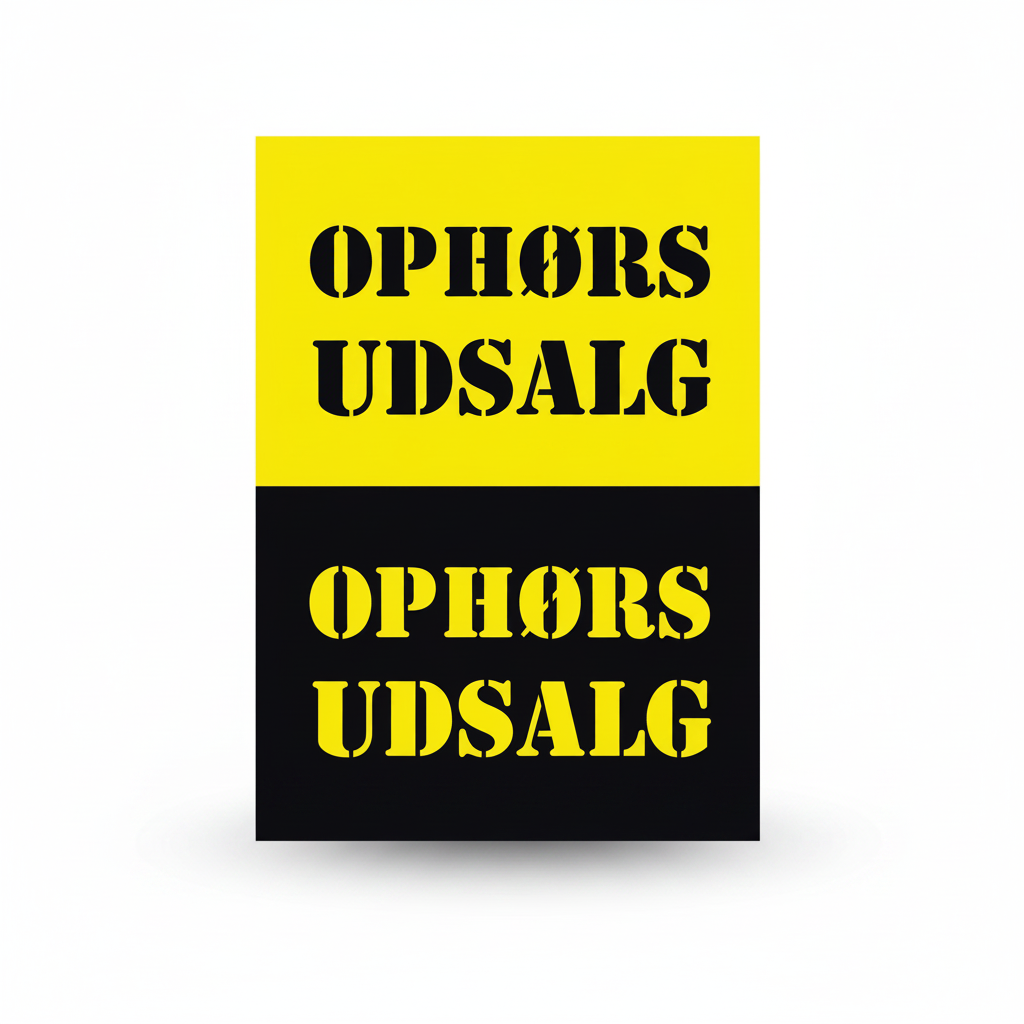 Plakat. Utførsalg, gul med svart trykk, 50 x 70 cm