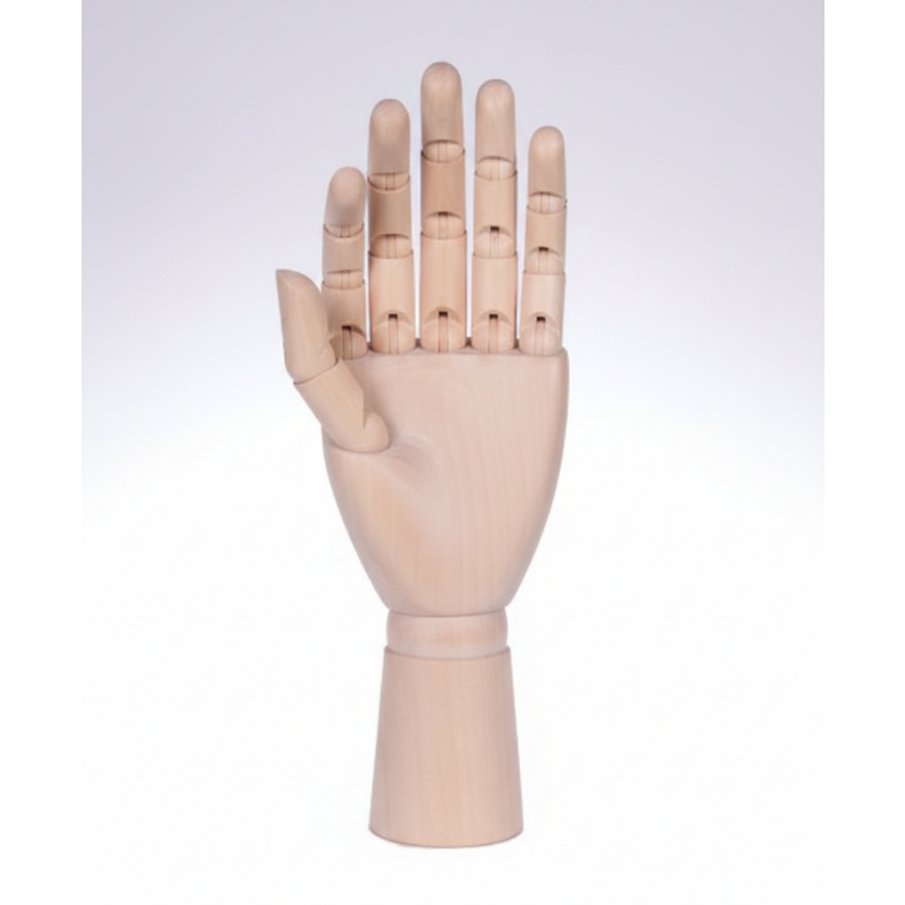 Utstillingshånd, dame, venstre, lyst tre, 25,5 cm