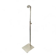 Taskedisplay, høydejusterbar, med firkantet fot, børstet satin. ovalrund oppheng, H42-71 cm