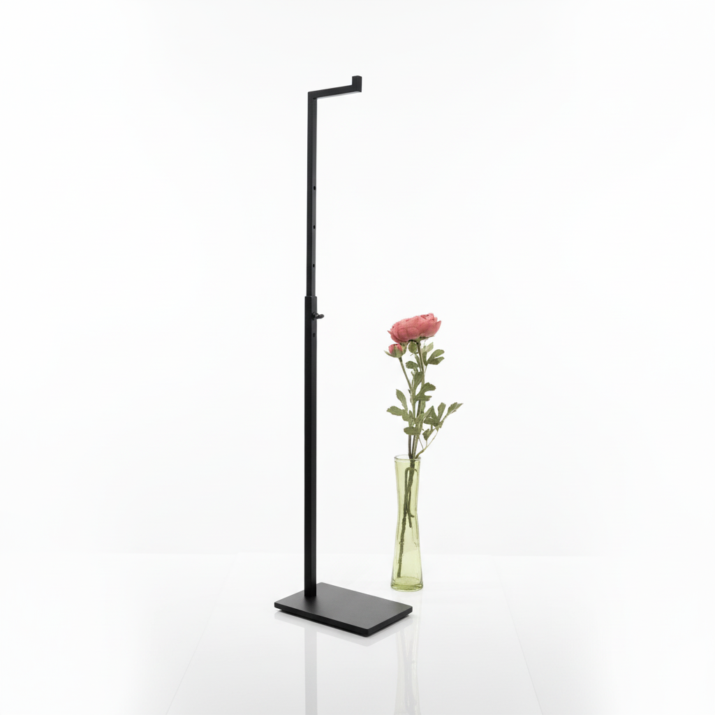 Sort L-display til bord, højdejusterbart 43-66 cm