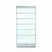 Vitrine - Toscana II, gulvvitrine med lys, alu topp og bunn, 90 x 46 x H184 cm.