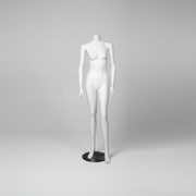 3000 damebutikkemannekeng. Hvit uten hode. Rund metallfot. H 162 cm.