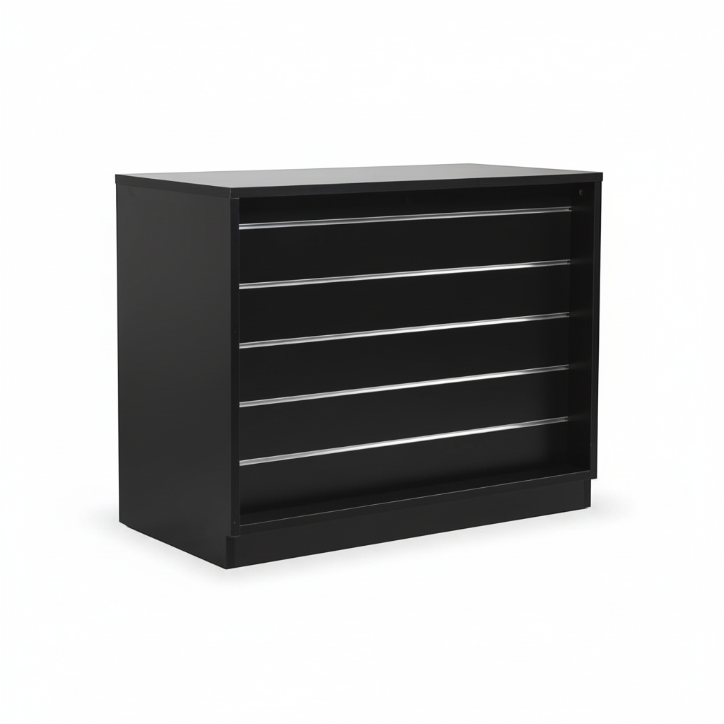 MADS butikkdisk bred, sort. B 120 - rillepanelfront