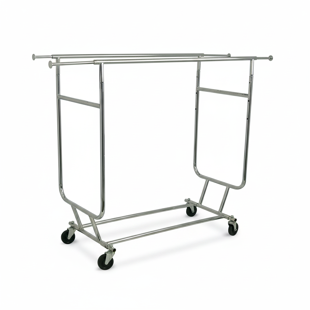 Disco III, dobbeltstativ, helt sammenleggbart, justerbart, krom, B128-188 x H165-190 cm