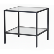 Luton-bord med klare glassplater, sort, 80 x 80 x H80 cm.