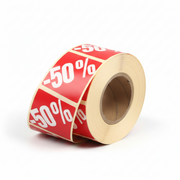 Røde etiketter m/ prosent - 500 stk. -50%