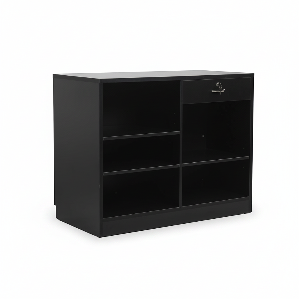 MADS butikkdisk bred, sort. B 120 - rillepanelfront