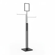 Joystativ med 2 rette armer (38 cm) i krom, høydejusterbart, har stillesko, sort stativ, 80 x 39 cm, H125–195 cm