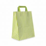 Papirpose, stripete, limegrønn, B 25 x D/SF 14 x H 30 cm, pk. med 50 stk., 80 gram