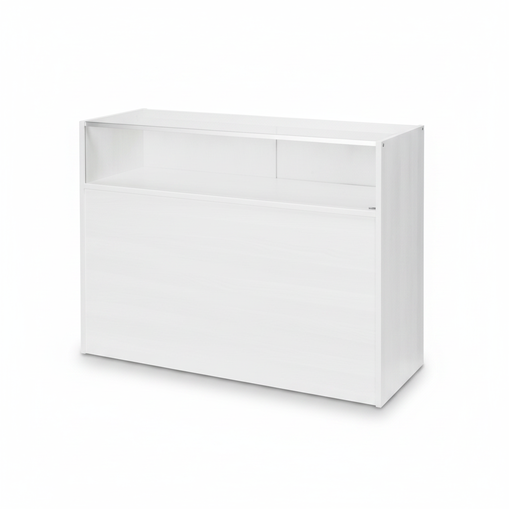 Slimline Disk, glasmodul, med 1/4 glasfront og skyvedører, hvit, B 122 × D 46 × H 96 cm