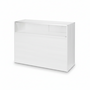 Slimline Disk, glasmodul, med 1/4 glasfront og skyvedører, hvit, B 122 × D 46 × H 96 cm