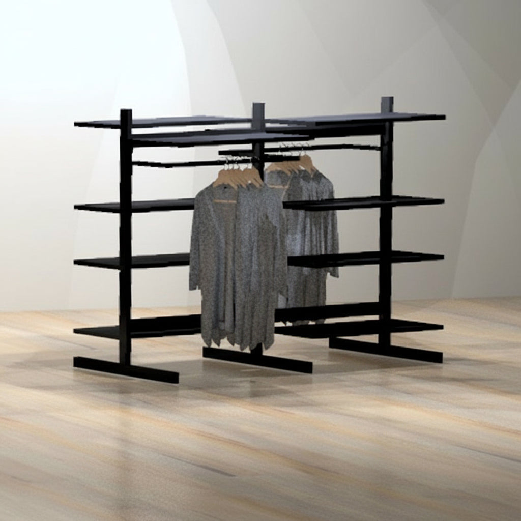 T-søyle, svart, fot 75 cm, 140 cm