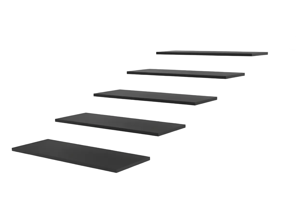 Melaminhylle (lett tekstur), rett, svart, 18 mm, 61 x 37 cm. (kun i pakker på 5 stk.)