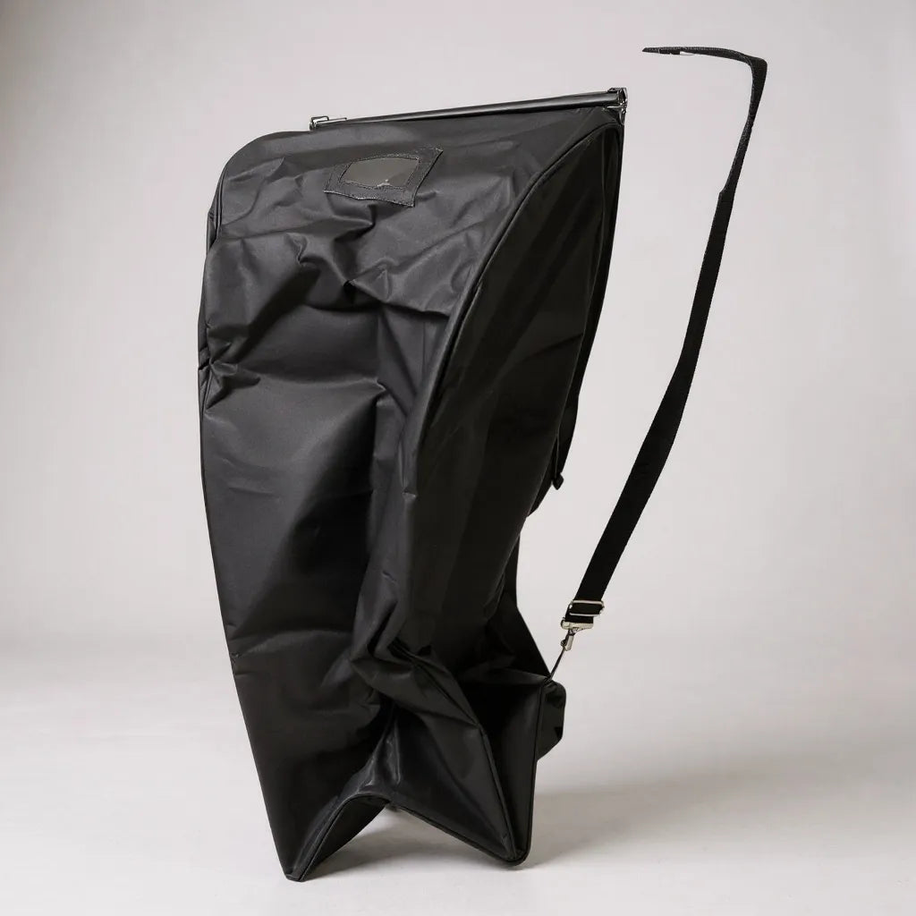 Kolleksjonspose med kuffertlukking, bomull, svart, B46 x D36 x H120 cm med stropp