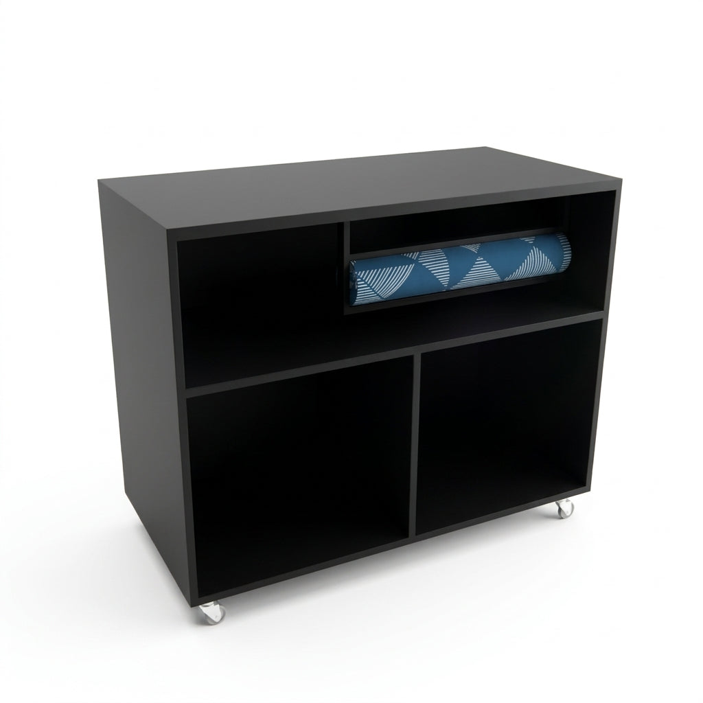 Pakkedisk Frame – svart, B 110 cm, inkl. papirrullholder