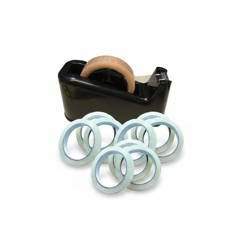 1 borddispenser - inkl. 10 ruller klar tape
