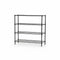 SuperSellerS black wire shelving unit with four tiers for storage or display, measuring 122x36x160 cm.
