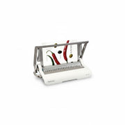 SuperSellerS white and grey manual binding machine for up to 150 sheets with paper document inserted