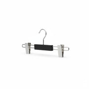 SuperSellerS 30 cm matte black wooden trouser hanger with satin chrome clips and hook