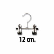 SuperSellerS 12 cm metal boot hanger with two clips featuring black rubber grips for displaying footwear and accessories