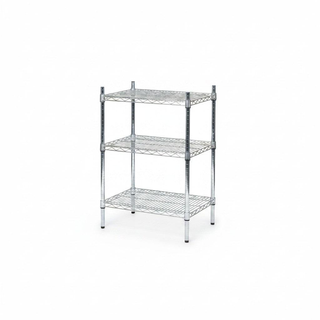 SuperSellerS TUBO 3-tier chrome wire shelving unit for storage and display